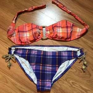Plaid Strapless GapBody Bikini Set